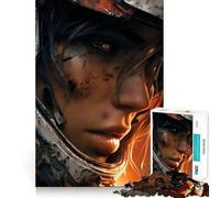 Wounded Female Sci-Fi Warrior Portrait Adult Jigsaw1000 Pieces Cognitive Boost Game No Gap Tight Fitting Design Birthday Gift Brain Teaser Toy (50x75cm)