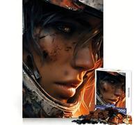 Wounded Female Sci-Fi Warrior Portrait Jigsaw 1000 Pieces for Teenagers Thinking Skill Mindful Escape Neat Edges (38x52cm)