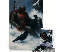 Wounded Knight with Ravens in Snow 1000 Pieces Jigsaw Puzzles for Adults Strategic Think Pleasant Downtime Clean Cut Winter Gift (38x52cm)