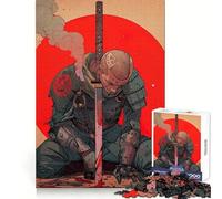 Wounded Samurai with Katana And Red Sun 1000 Piece Jigsaw Puzzle for Teenagers Clear Thinking Leisure Activity Firm Interlock (50x75cm)