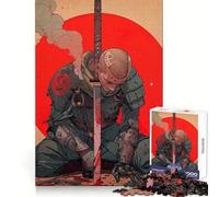 Wounded Samurai with Katana And Red Sun 1000 Piece Jigsaw Puzzle for Teenagers Clear Thinking Leisure Activity Firm Interlock (38x26cm)