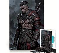 Wounded Warrior in Dark Fantasy Setting 1000 Jigsaw Puzzle Cognitive Fun Play Clean Cut Sturdy Components Quiet Time Mind Exercise at Home (38x52cm)