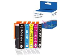 Woungzha 5 Pack PGI-530XXL CLI-531XXL Ink Cartridges for Canon PIXMA TS8750 TS8751, Black, Cyan, Magenta, Yellow, Photo Black, High Page Yield, Compatible, Easy to Install, Low Cost, 1 Year Warranty
