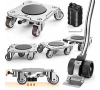 WOUOW Furniture Movers with Wheels and Parking Function, Heavy Duty Furniture Dolly with Lifter for Heavy Items, 360° Rotatable Rubber Wheels, Max Load 500 KG, Stable Long-Term Placement