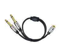 WOURRD 1/4 To 3.5mm Headphone Adapter 3.5mm 1/8" TRS Stereo Female To 2 1/4 Inch 6.35mm Stereo Male Y Splitter 0.5m