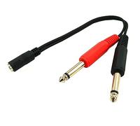 WOURRD 3.5mm Female 1/8" TRSs Stereoes To Two 2x6.35mm Male Monoes Y Splitter Sound Cable 20cm/1m/1.5m