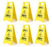 WOUSEDO 6-Pack Caution Wet Floor Sign,17.5" Height,Bright Yellow Double-Sided Folding A-Shaped Frame Design, Bilingual Caution Message