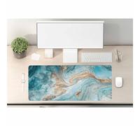 Woutay Desk Mat,Gold and Turquoise Marble,Keyboard Pad,Gaming Mouse Pad