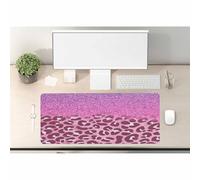 Woutay Desk Mouse Pad,Bright Pink Glitters and Leopard,Extended Large Mouse Mat Desk Pad