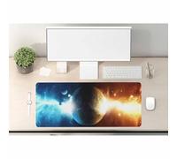Woutay Desk Mouse Pad,Ice and Fire Planet,Easy Clean Laptop Desk Writing Mat for Office Work/Home
