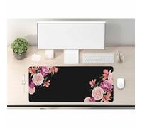 Woutay Desk Pad,Flowers Black,Extended Large Computer Keyboard Mouse Mat Desk Pad