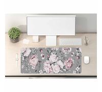Woutay Gaming Mouse Pad,Pink Rose Flowers,Washable Large Mouse Mat,Non-Slip Desk Pad Desk Protector Mat