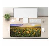 Woutay Large Mouse Pad,Sunflower Fields in Sunset,Stitched Edges Mousepad,Non-Slip Rubber Base