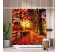Woutay Shower Curtain Mould Proof Resistant Autumn Path,Water Repellant Fabric,Polyester,with 12 Plastic Hooks