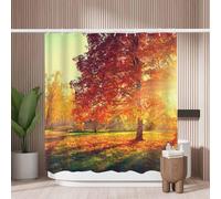 Woutay Shower Curtain Mould Proof Resistant Autumn Trees and Leaves in Sun Light,Water Repellant Fabric,Polyester,Size 180x180CM