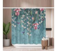 Woutay Shower Curtain Mould Proof Resistant Beautiful Flowers and Vines,Water Repellant Fabric,Polyester,with 12 Plastic Hooks