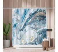 Woutay Shower Curtain Mould Proof Resistant Blue Luxury Marble,Water Repellant Fabric,Polyester,Size 180x180CM