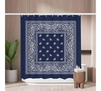 Woutay Shower Curtain Mould Proof Resistant Blue Traditional Floral Pattern,Water Repellant Fabric,Polyester,with 12 Plastic Hooks