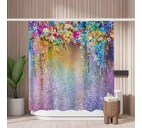 Woutay Shower Curtain Mould Proof Resistant Colorful Flower Art,Water Repellant Fabric,Polyester,with 12 Plastic Hooks