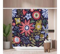 Woutay Shower Curtain Mould Proof Resistant Colorful Flower,Water Repellant Fabric,Polyester,Size 180x180CM