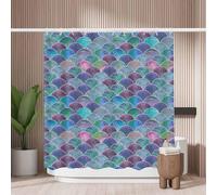 Woutay Shower Curtain Mould Proof Resistant Colorful Mermaid Scales,Water Repellant Fabric,Polyester,with 12 Plastic Hooks