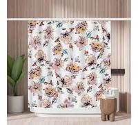 Woutay Shower Curtain Mould Proof Resistant Flowers Painting,Water Repellant Fabric,Polyester,with 12 Plastic Hooks,Size 180x180CM