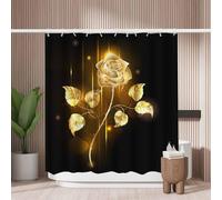 Woutay Shower Curtain Mould Proof Resistant Gold Rose,Water Repellant Fabric,Polyester,with 12 Plastic Hooks