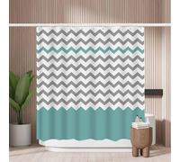 Woutay Shower Curtain Mould Proof Resistant Grey Chevron,Water Repellant Fabric,Polyester,with 12 Plastic Hooks