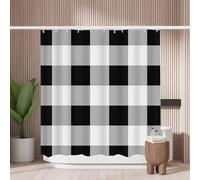 Woutay Shower Curtain Mould Proof Resistant Grey White Black Checkerboard,Water Repellant Fabric,Polyester,with 12 Plastic Hooks