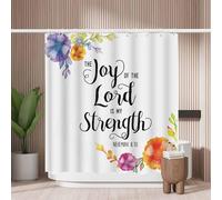 Woutay Shower Curtain Mould Proof Resistant Joy of The Lord Is My Strength,Water Repellant Fabric,Polyester,Size 180x180CM