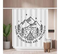 Woutay Shower Curtain Mould Proof Resistant Mountain and Adventures,Water Repellant Fabric,Polyester,with 12 Plastic Hooks