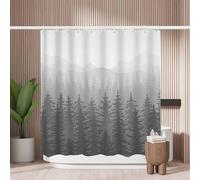 Woutay Shower Curtain Mould Proof Resistant Mountains in The Morning Mist,Water Repellant Fabric,Polyester,with 12 Plastic Hooks