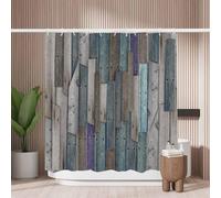 Woutay Shower Curtain Mould Proof Resistant Old Wooden Texture,Water Repellant Fabric,Polyester,with 12 Plastic Hooks,Size 180x180CM