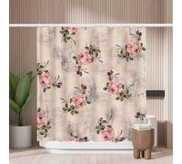Woutay Shower Curtain Mould Proof Resistant Pink Beautiful Floral,Water Repellant Fabric,Polyester,with 12 Plastic Hooks