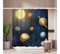 Woutay Shower Curtain Mould Proof Resistant Planets of The Solar System,Water Repellant Fabric,Polyester,Size 180x180CM