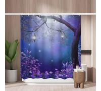 Woutay Shower Curtain Mould Proof Resistant Purple Fairy Tree,Water Repellant Fabric,Polyester,with 12 Plastic Hooks