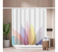 Woutay Shower Curtain Mould Proof Resistant Rainbow Leaves,Water Repellant Fabric,Polyester,with 12 Plastic Hooks