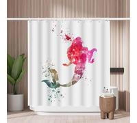 Woutay Shower Curtain Mould Proof Resistant Rainbow Mermaid,Water Repellant Fabric,Polyester,with 12 Plastic Hooks