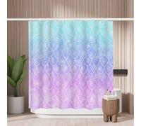 Woutay Shower Curtain Mould Proof Resistant Rainbow Scales,Water Repellant Fabric,Polyester,with 12 Plastic Hooks