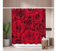 Woutay Shower Curtain Mould Proof Resistant Red Rose,Water Repellant Fabric,Polyester,Size 180x180CM