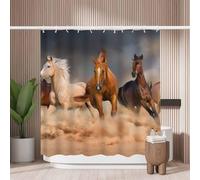 Woutay Shower Curtain Mould Proof Resistant Running Horse,Water Repellant Fabric,Polyester,with 12 Plastic Hooks