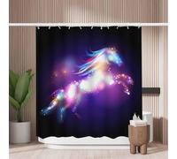 Woutay Shower Curtain Mould Proof Resistant Shining Unicorn,Water Repellant Fabric,Polyester,with 12 Plastic Hooks,Size 180x180CM