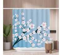 Woutay Shower Curtain Mould Proof Resistant Spring Blossoms Branch,Water Repellant Fabric,Polyester,with 12 Plastic Hooks,Size 180x180CM