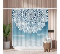 Woutay Shower Curtain Water Repellant Fabric Abstract Mandala Watercolor,Mould Proof Resistant,Polyester,with 12 Plastic Hooks