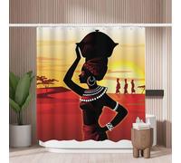 Woutay Shower Curtain Water Repellant Fabric African Cultural Woman,Mould Proof Resistant,Polyester,Size 180x180CM