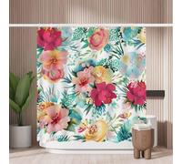 Woutay Shower Curtain Water Repellant Fabric Beautiful Flowers,Mould Proof Resistant,Polyester,with 12 Plastic Hooks