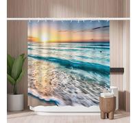 Woutay Shower Curtain Water Repellant Fabric Beautiful Sunrise on The Beaches,Mould Proof Resistant,Polyester,Size 180x180CM