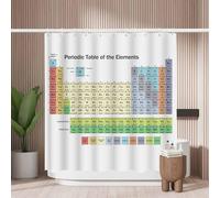 Woutay Shower Curtain Water Repellant Fabric Chemical Element Table,Mould Proof Resistant,Polyester,with 12 Plastic Hooks