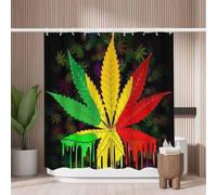Woutay Shower Curtain Water Repellant Fabric Colorful Marijuana Leaf,Mould Proof Resistant,Polyester,with 12 Plastic Hooks