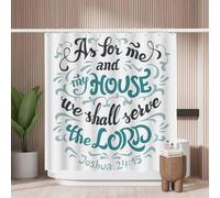 Woutay Shower Curtain Water Repellant Fabric Hand-Lettering Bible Quote,Mould Proof Resistant,Polyester,with 12 Plastic Hooks